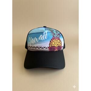 Hawaii Pineapple Trucker Hat/ Black Mesh SnapBack